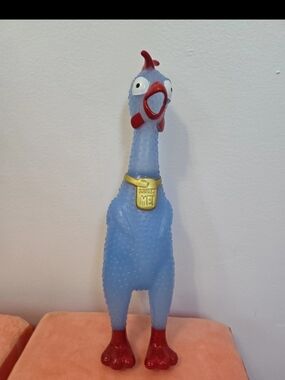 Animolds 12" Squeeze Me Chicken- Screaming Squawking Sound Blue- Gag Gift Joke